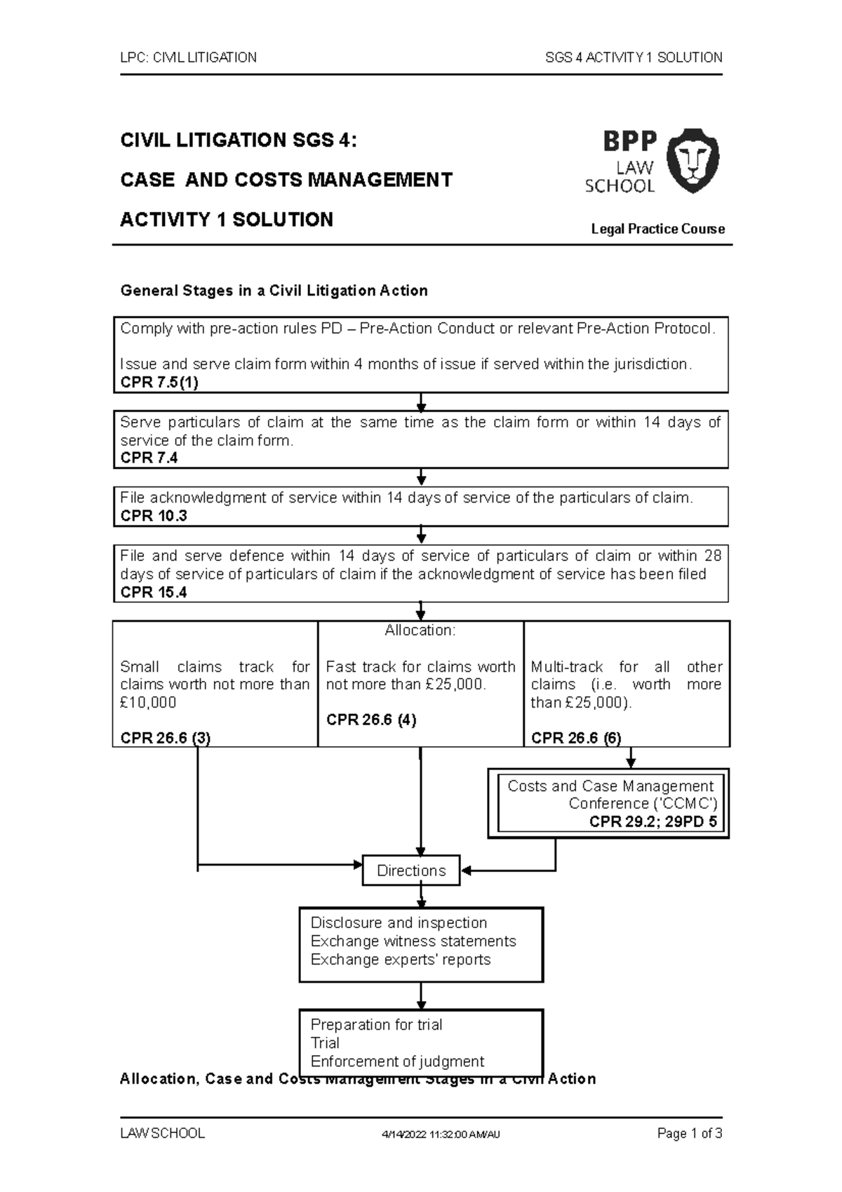 Civil+Litigation+SGS+4+Activity+1+Solution - LPC: CIVIL LITIGATION SGS ...