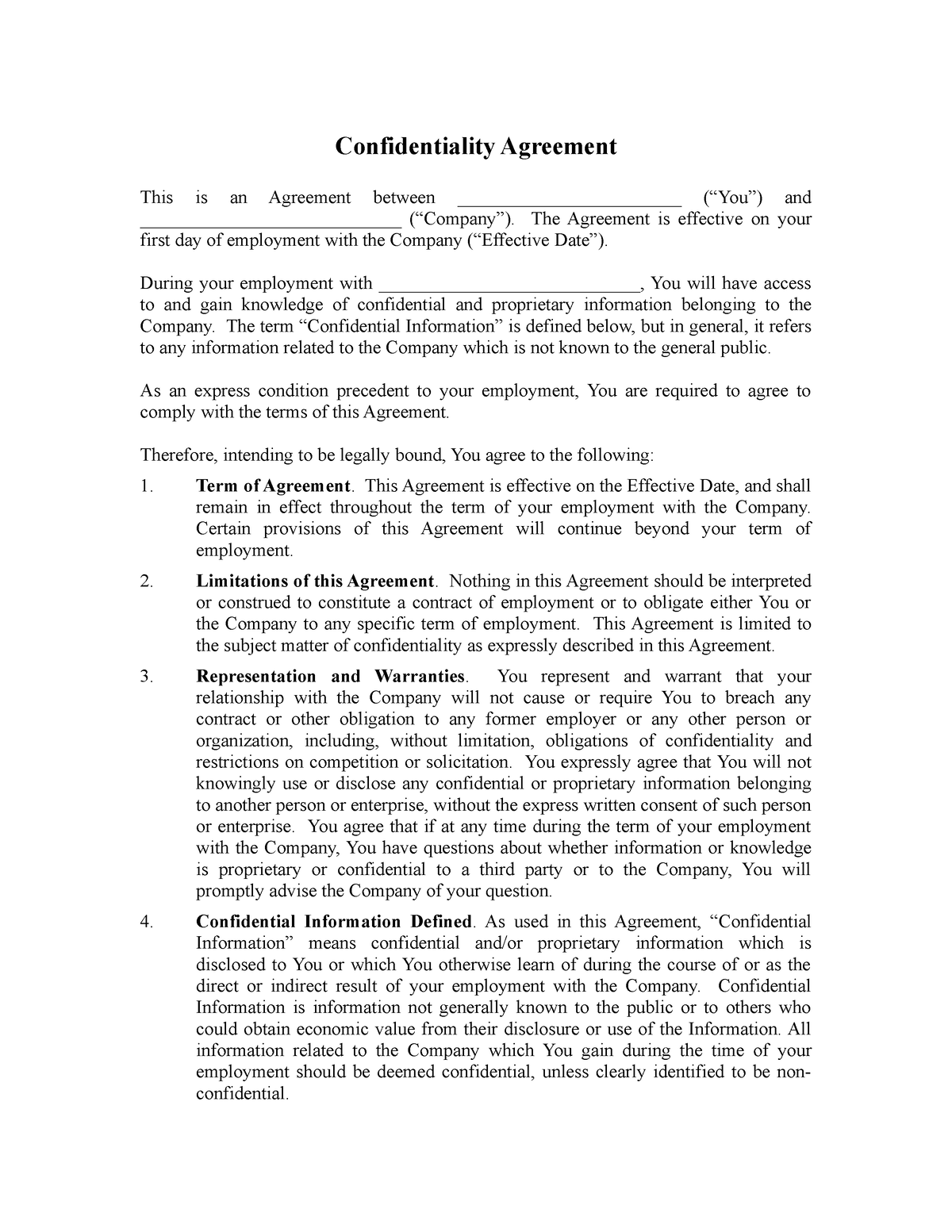 Sample Confidentiality Agreement - Confidentiality Agreement This is an ...