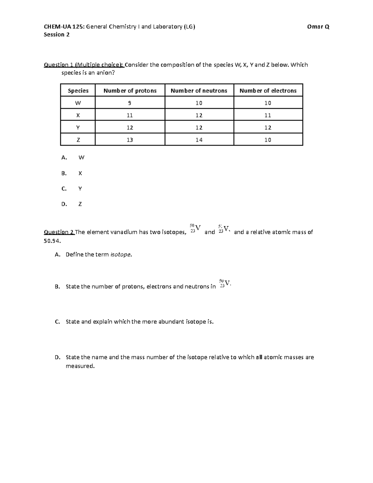 Gen Chem I- Session 2 - CHEM-UA 125: General Chemistry I and Laboratory ...