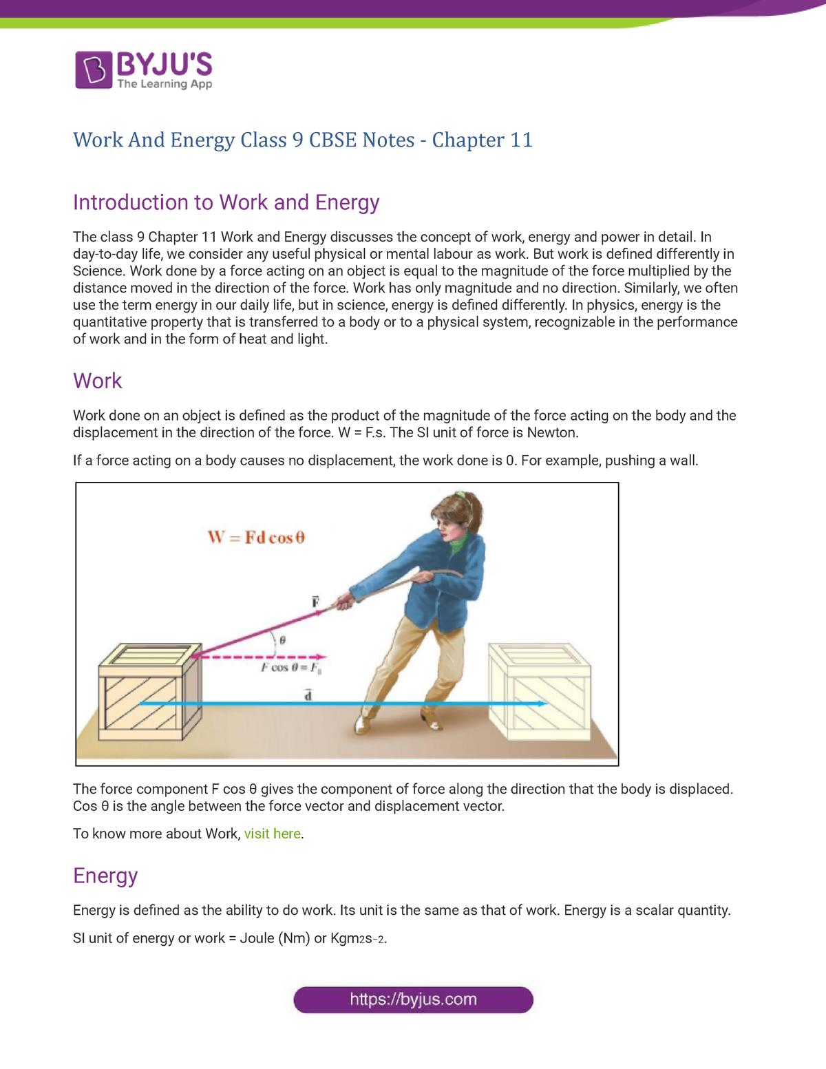 case study of work and energy class 9