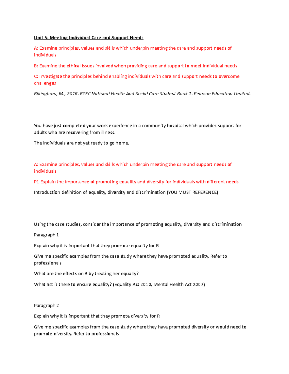 Unit 5 Meeting Individual Care and Support Needs - Copy - Unit 5 ...