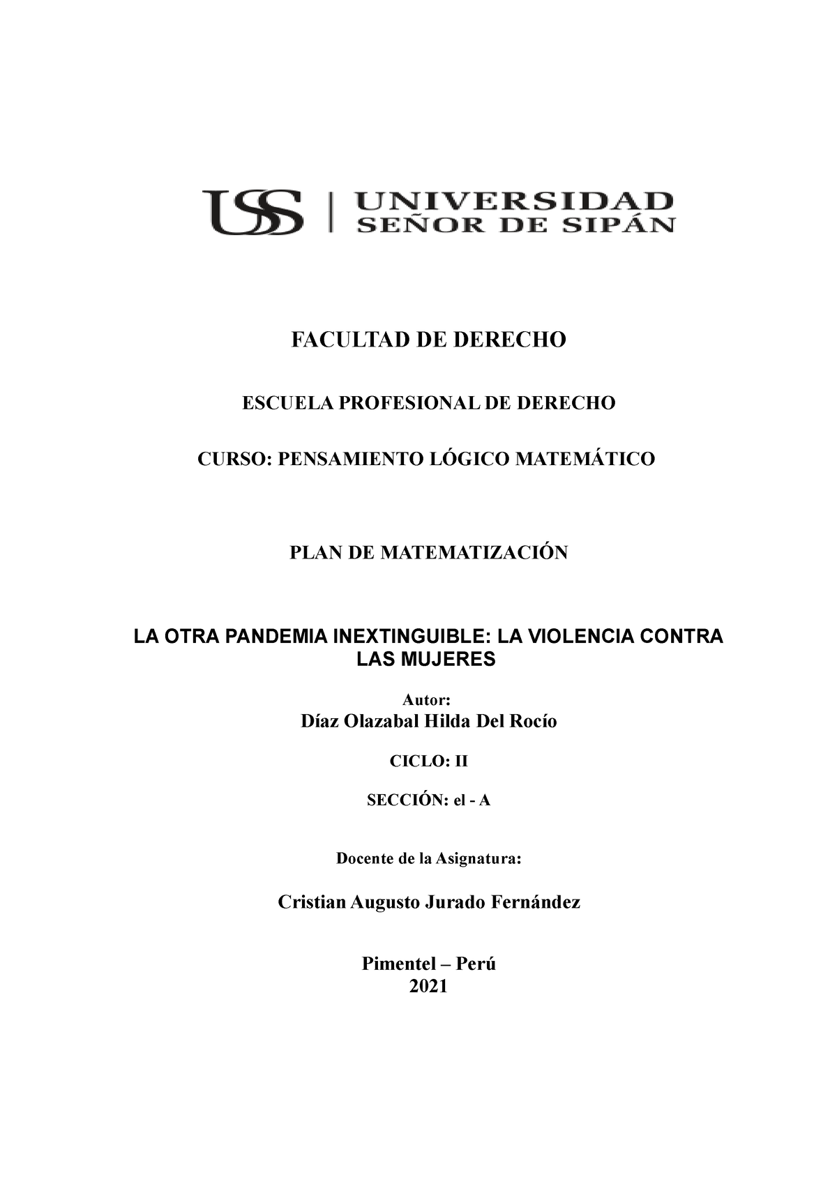 DIAZ Olazabal PA1 PLM - PA1 - FACULTAD DE DERECHO ESCUELA PROFESIONAL ...