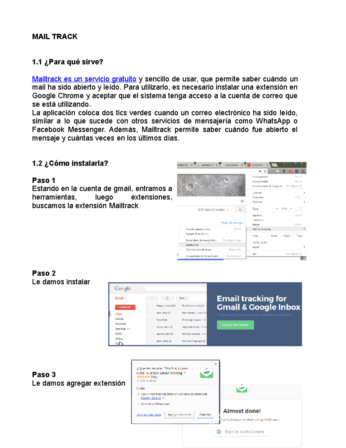 Extensiones de Google Chrome - MAIL TRACK 1 ¿Para qué sirve? Mailtrack ...