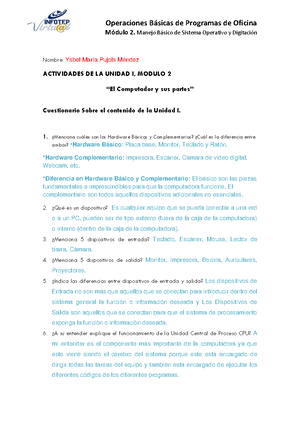 Ejercicio 1 Del Módulo 2 Y EJERCICIO DEL MODULO 4 INFOTEP OBP - CURSO ...