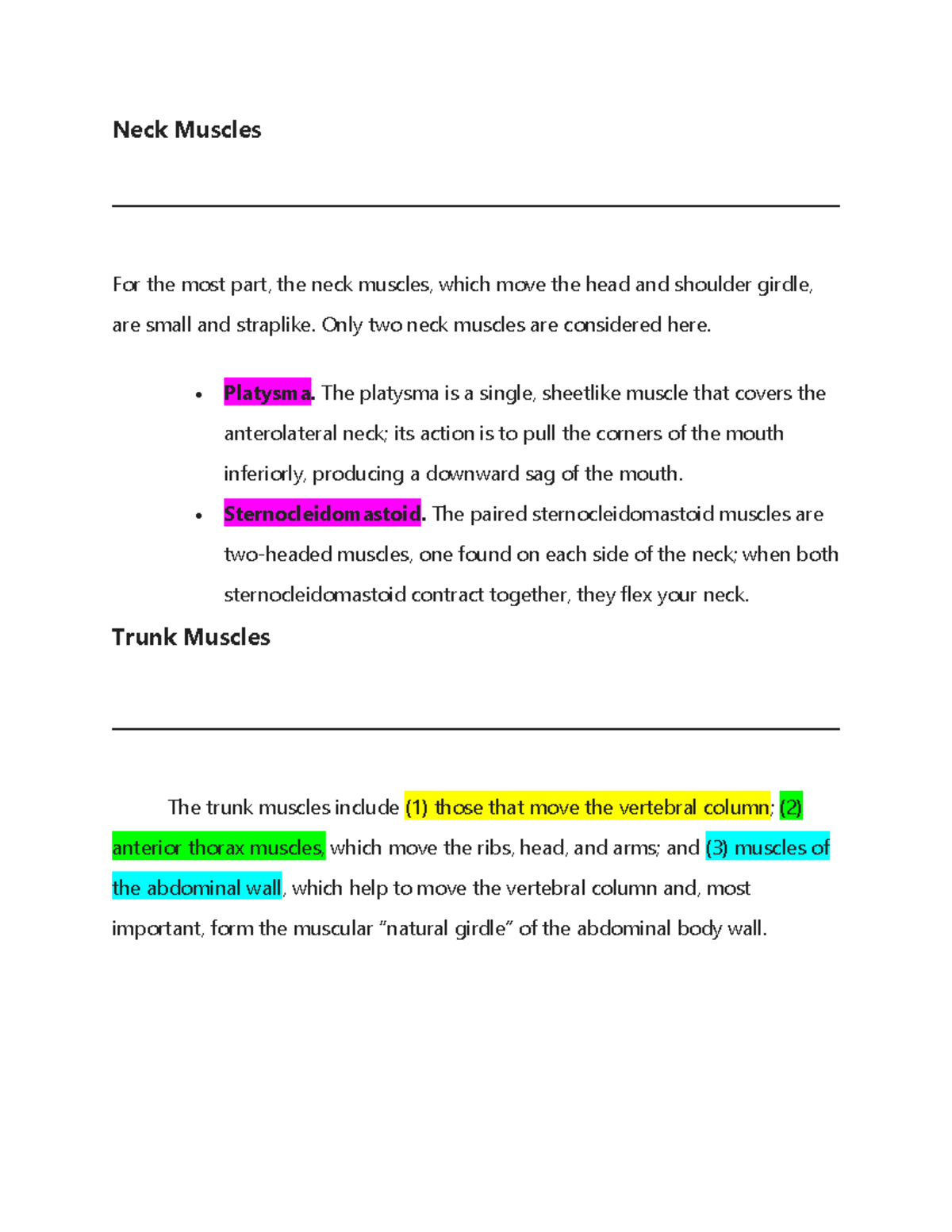 Neck Muscles notes - Neck Muscles For the most part, the neck muscles ...