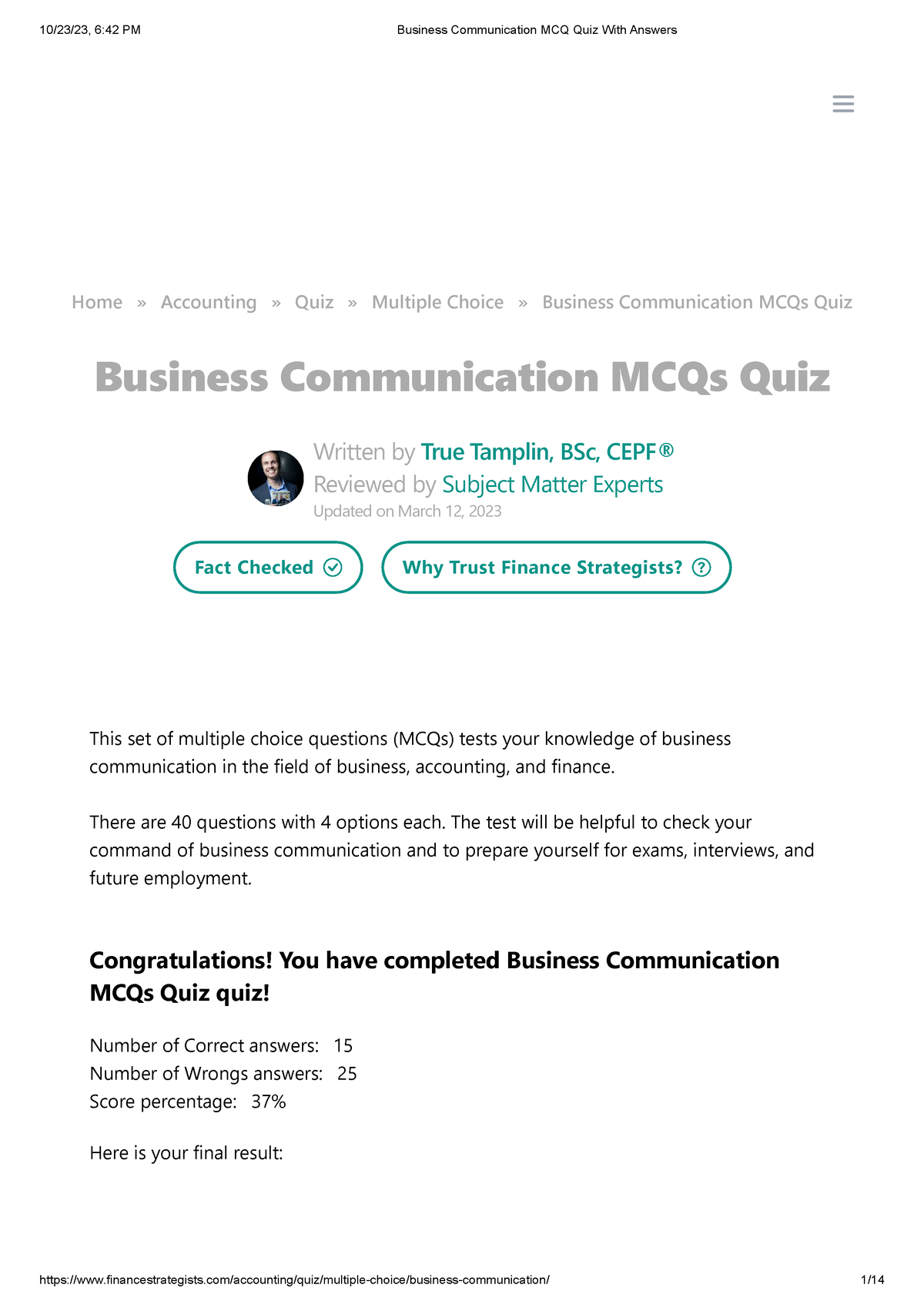 resume writing and corporate communication mcq