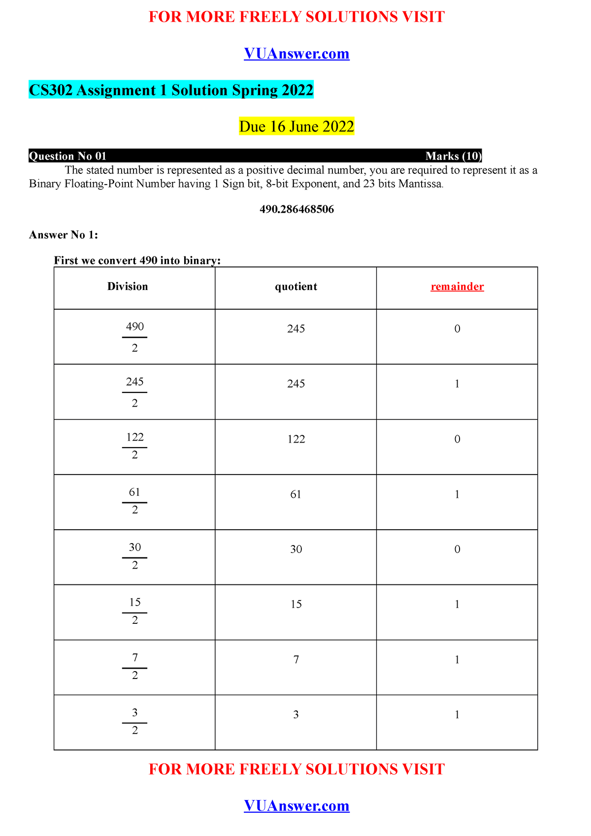 CS302 Assignment No 1 Solution Spring 2022 By VU Answer - VUAnswer ...