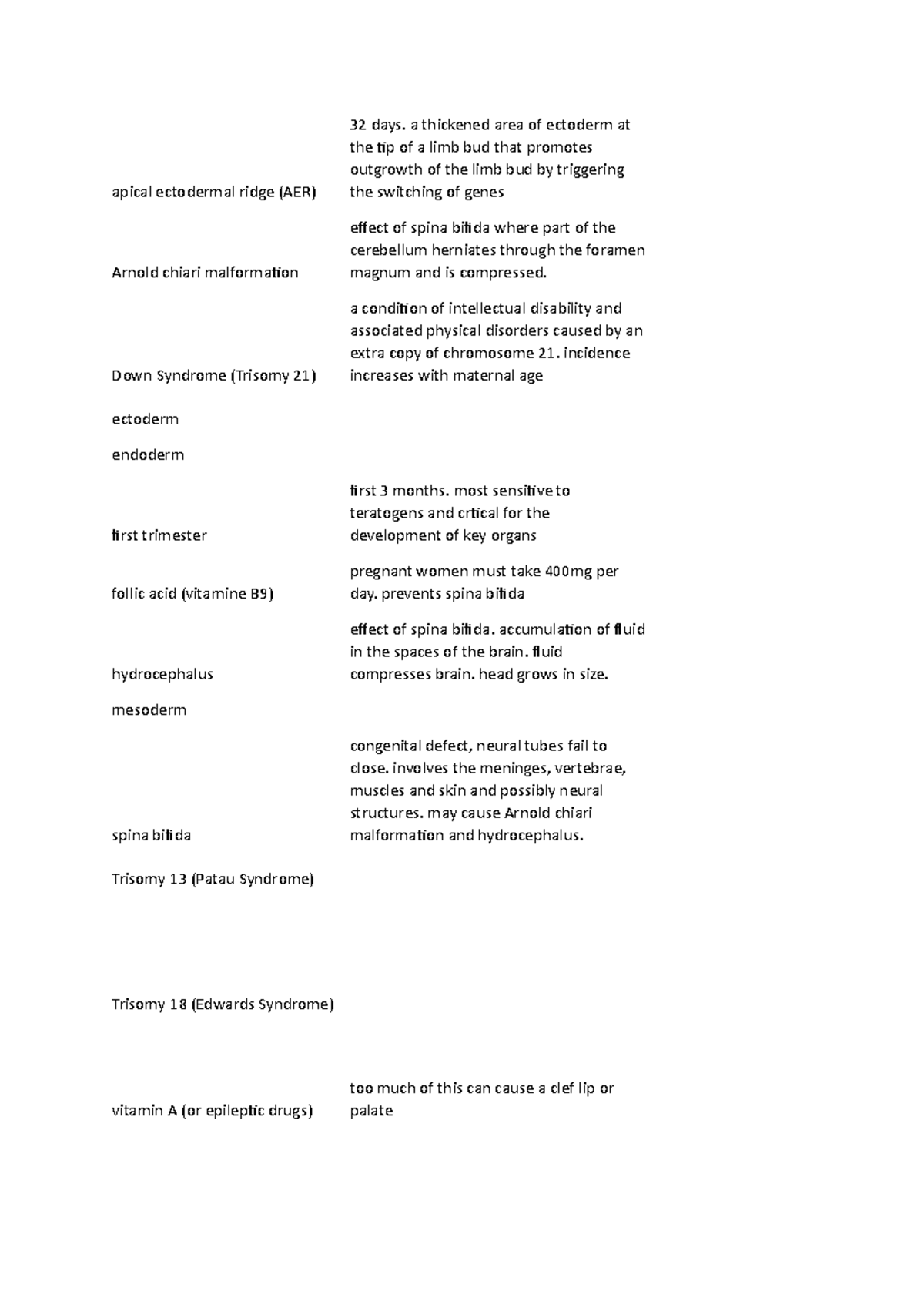 Embryo and placenta - Summary of said topics - apical ectodermal ridge ...