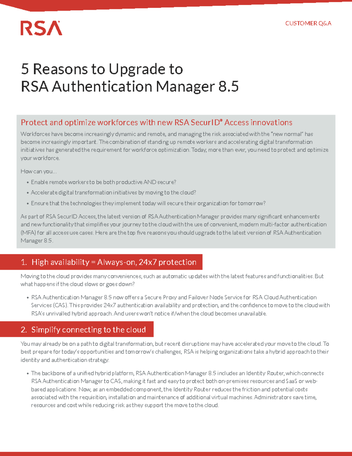 5 Reasons to Upgrade to RSA Secur ID Access (AM 8 - CUSTOMER Q&A 5 ...