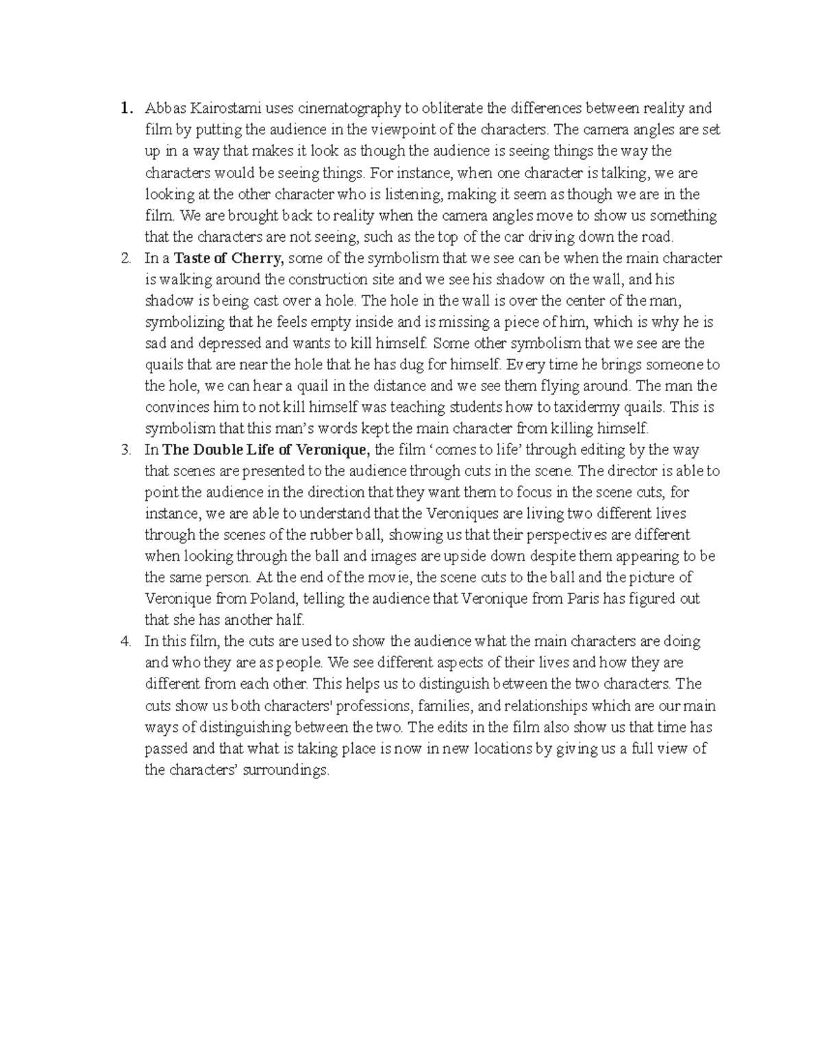 FILM 101 Assignment 3 Had to write a review of the film and had to