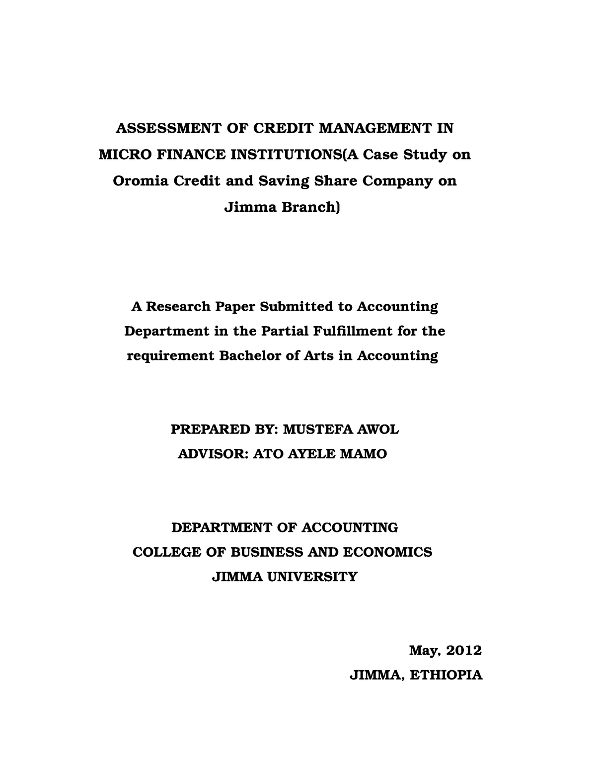 thesis on credit management