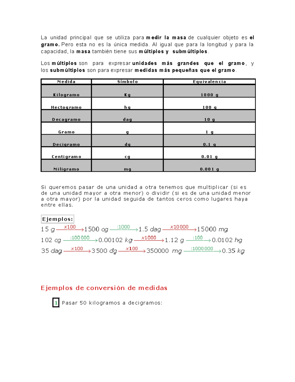 Unidades Masa La Unidad Principal Que Se Utiliza Para Medir La Masa De Cualquier Objeto Es El