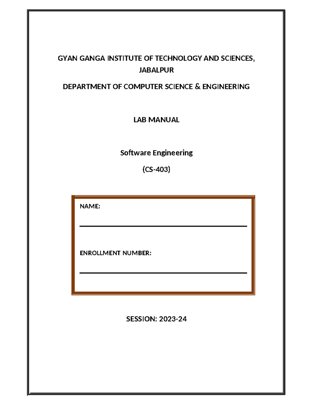 Software-engineering-maual - GYAN GANGA INSTITUTE OF TECHNOLOGY AND ...