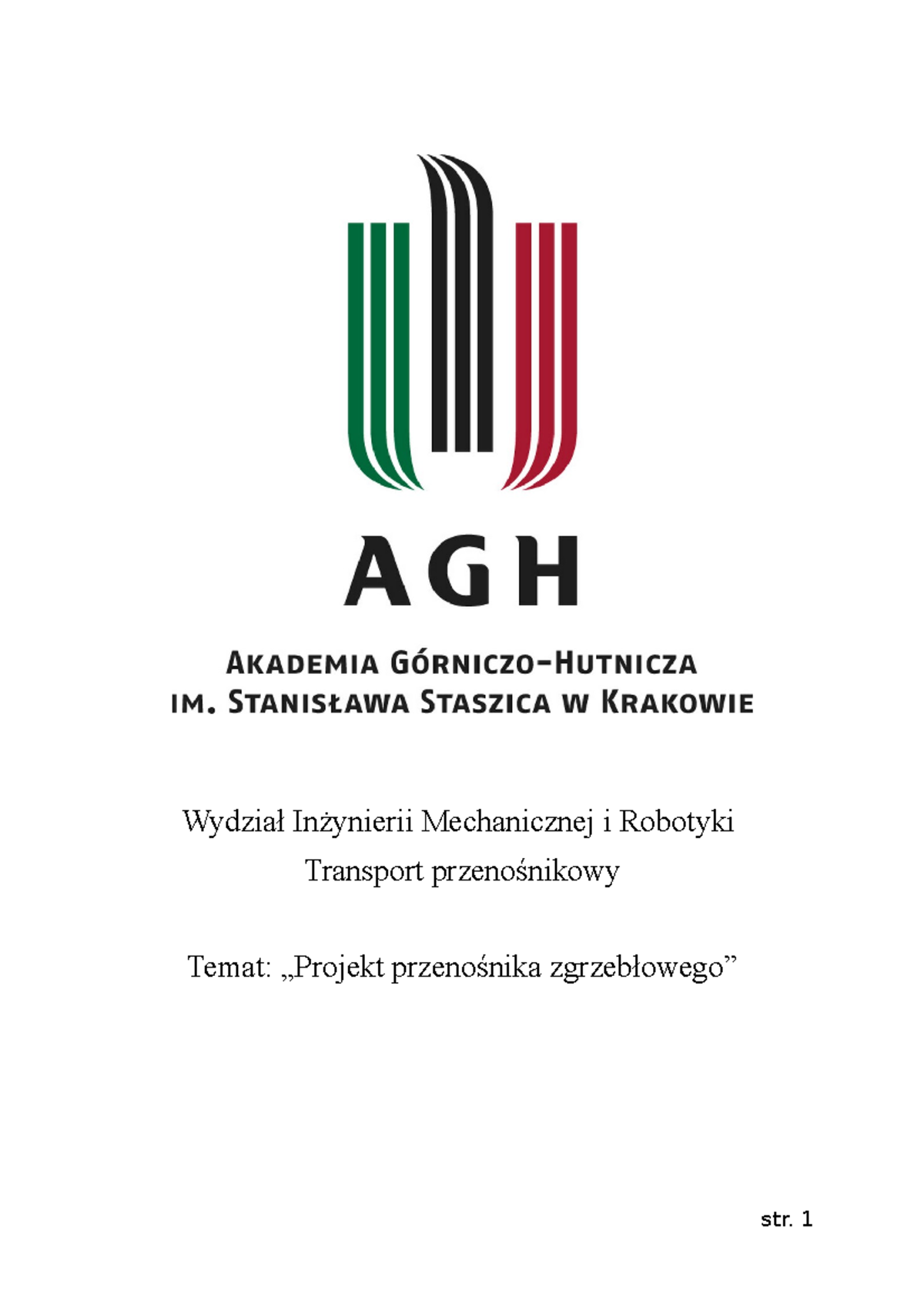 Przenośnik Zgrzebłowy - Wydział Inżynierii Mechanicznej i Robotyki