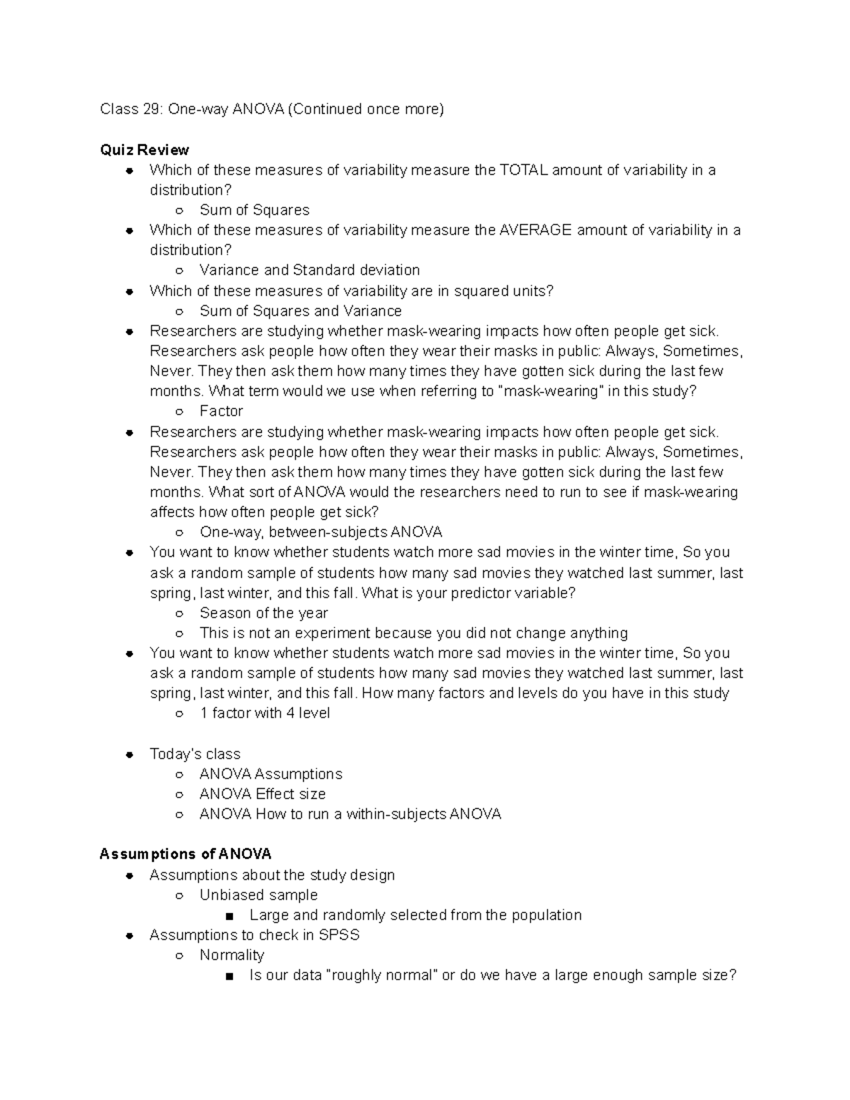 Class 29 One-way Anova (Continued once more) - Class 29: One-way ANOVA ...
