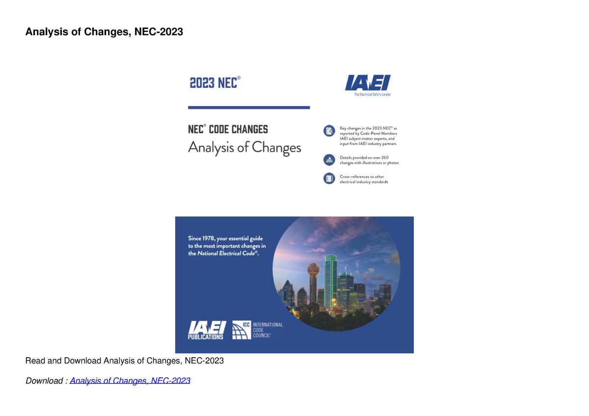 Read ebook [PDF] Analysis of Changes, NEC2023 Analysis of Changes