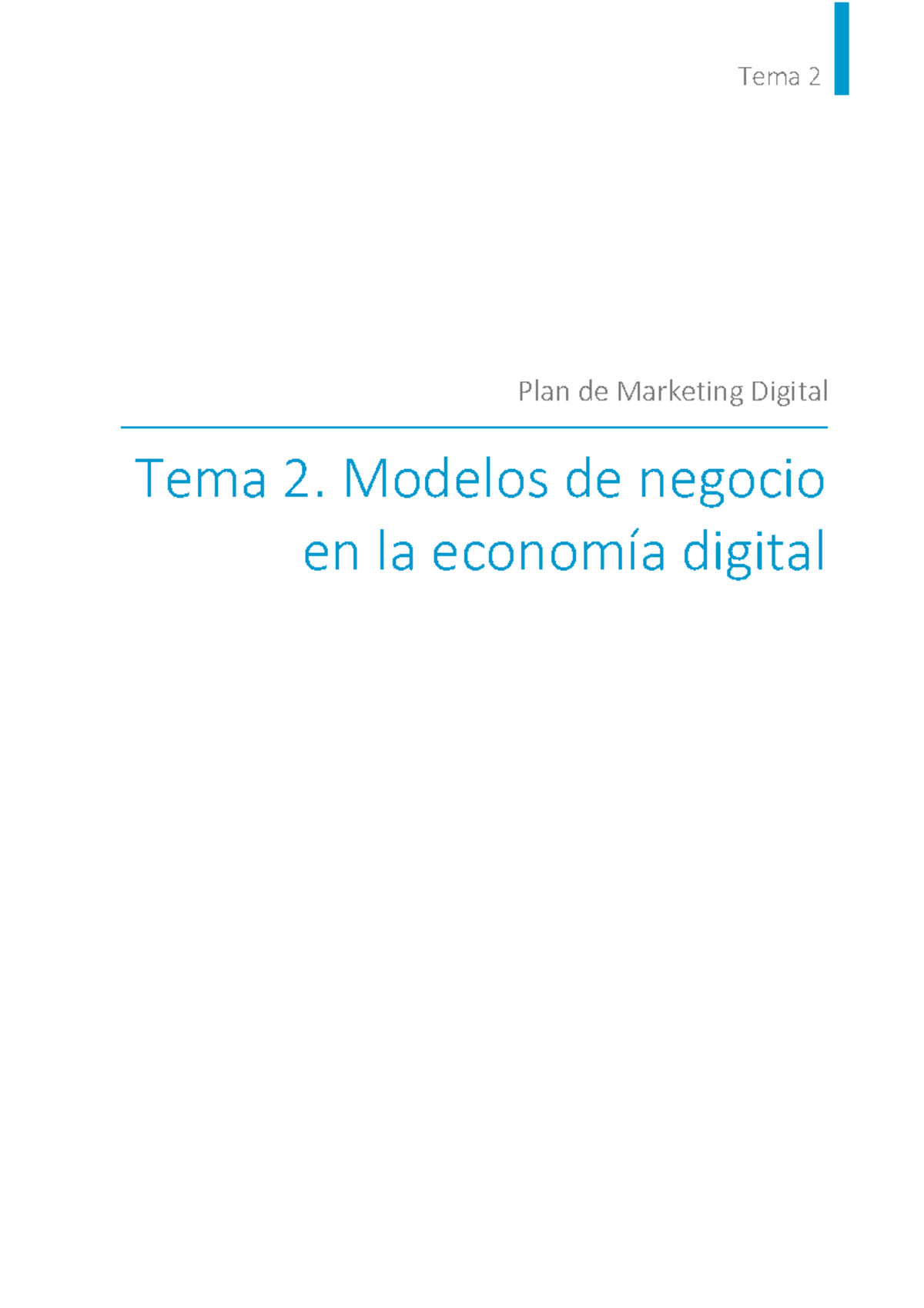 Tema 2. Modelos de negocio en la economia digital - Tema 2 Plan de ...
