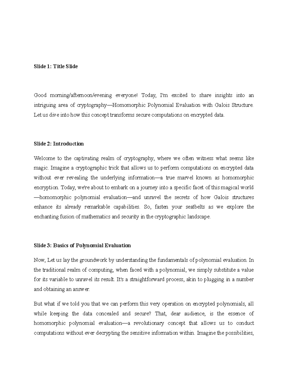 Script - Homomorphic polynomial evaluation using Galois structure and ...