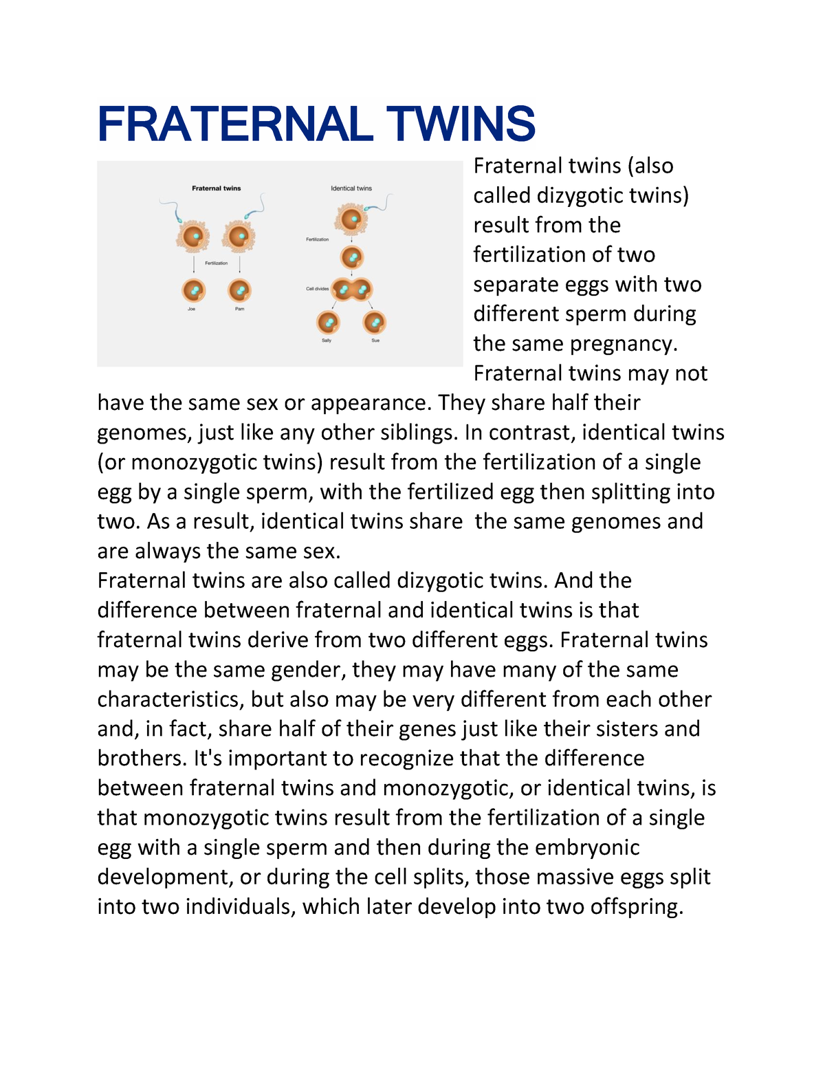 college essay about being a fraternal twin