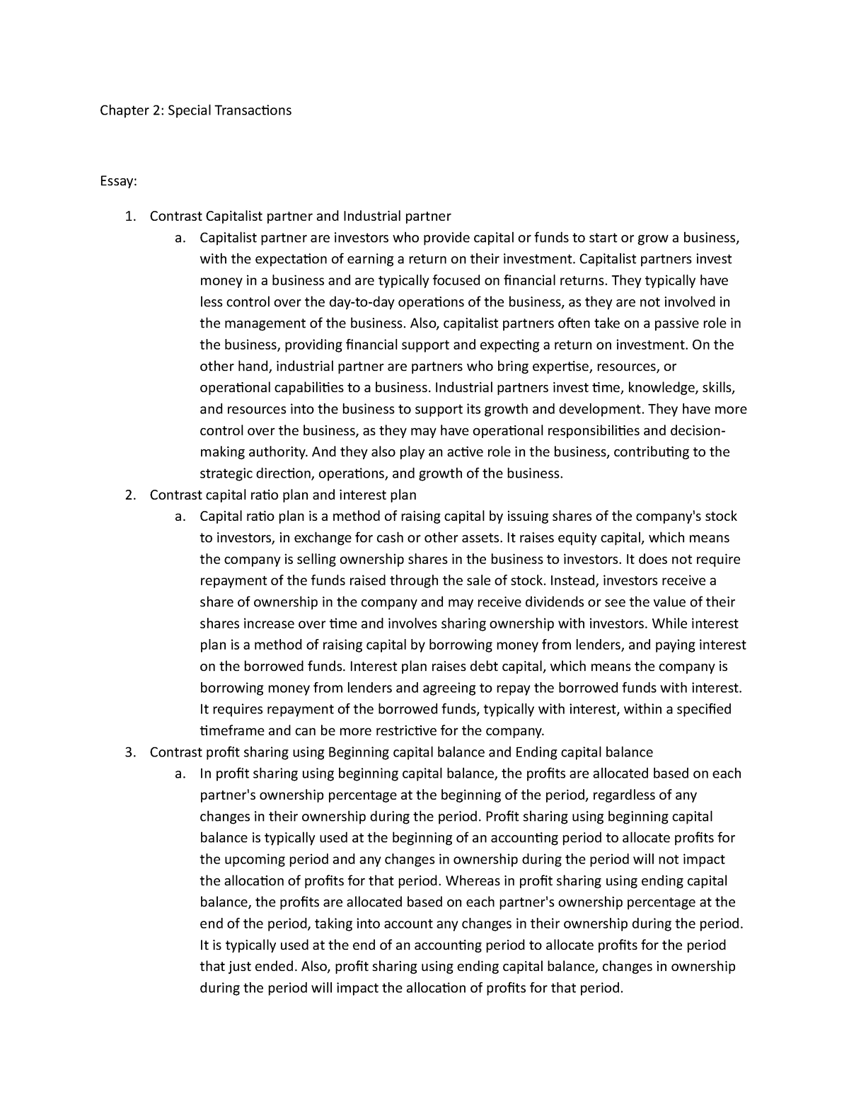 Special Transactions Chapter 2 - Chapter 2: Special Transactions Essay ...