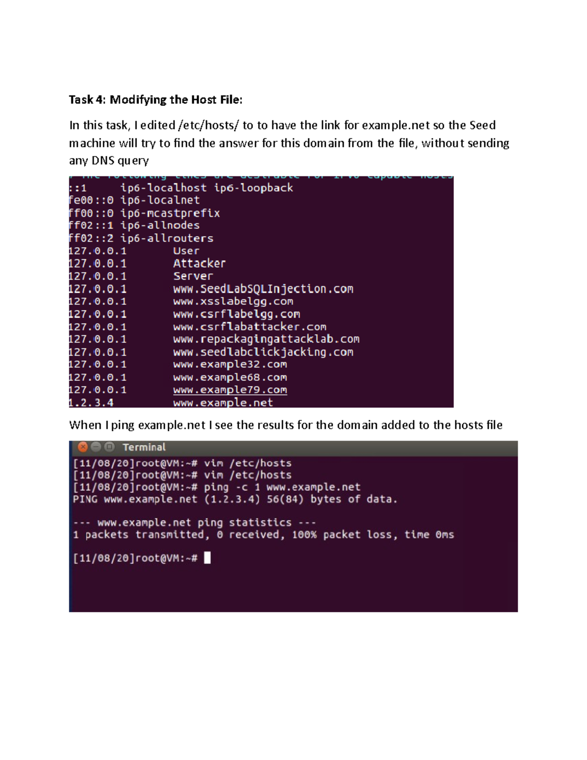 DNS Local - assignmetns - Task 4: Modifying the Host File: In this task ...