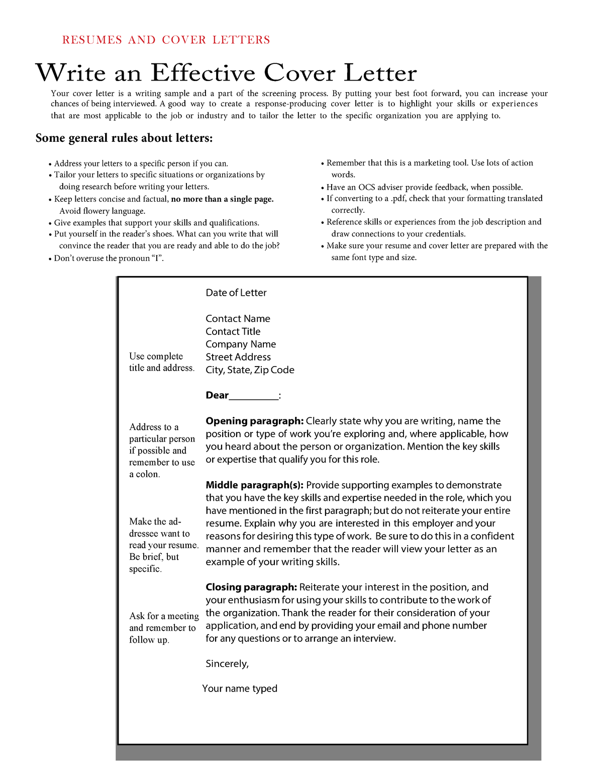 harvard cover letters and resumes
