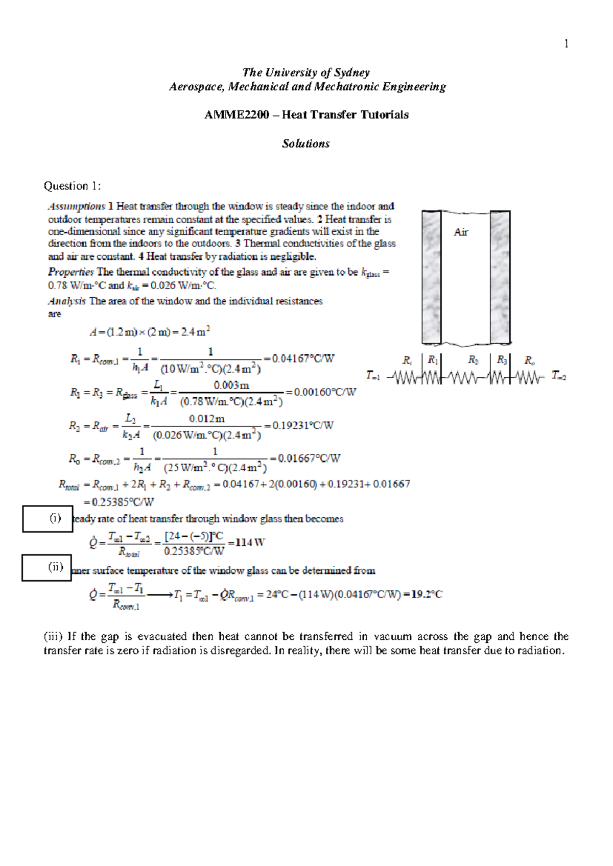 HT Tutorials-Solutions - AMME2200 - The University of Sydney Aerospace ...