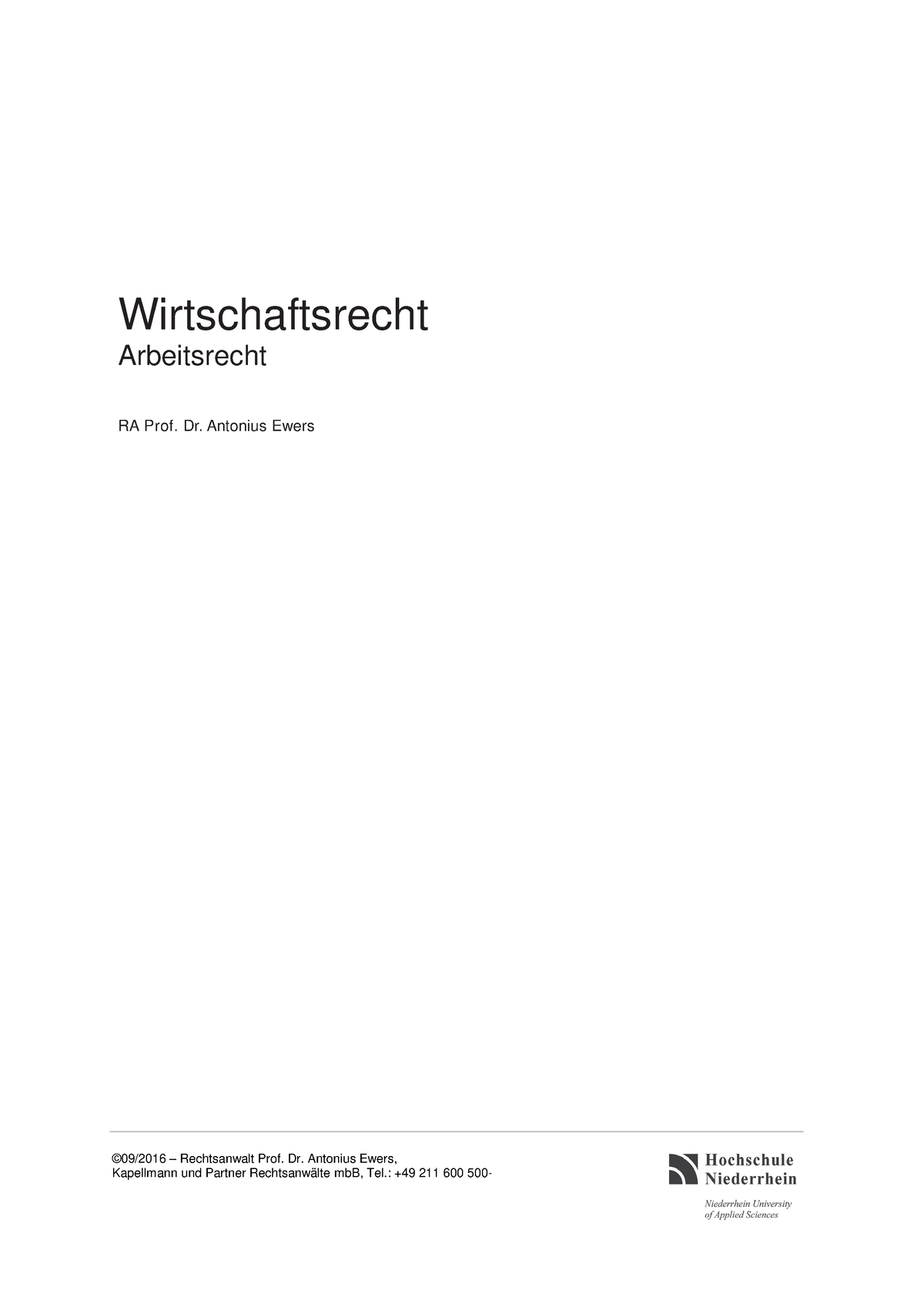 Skript Arbeitsrecht - Wirtschaftsrecht Arbeitsrecht RA Prof. Dr ...