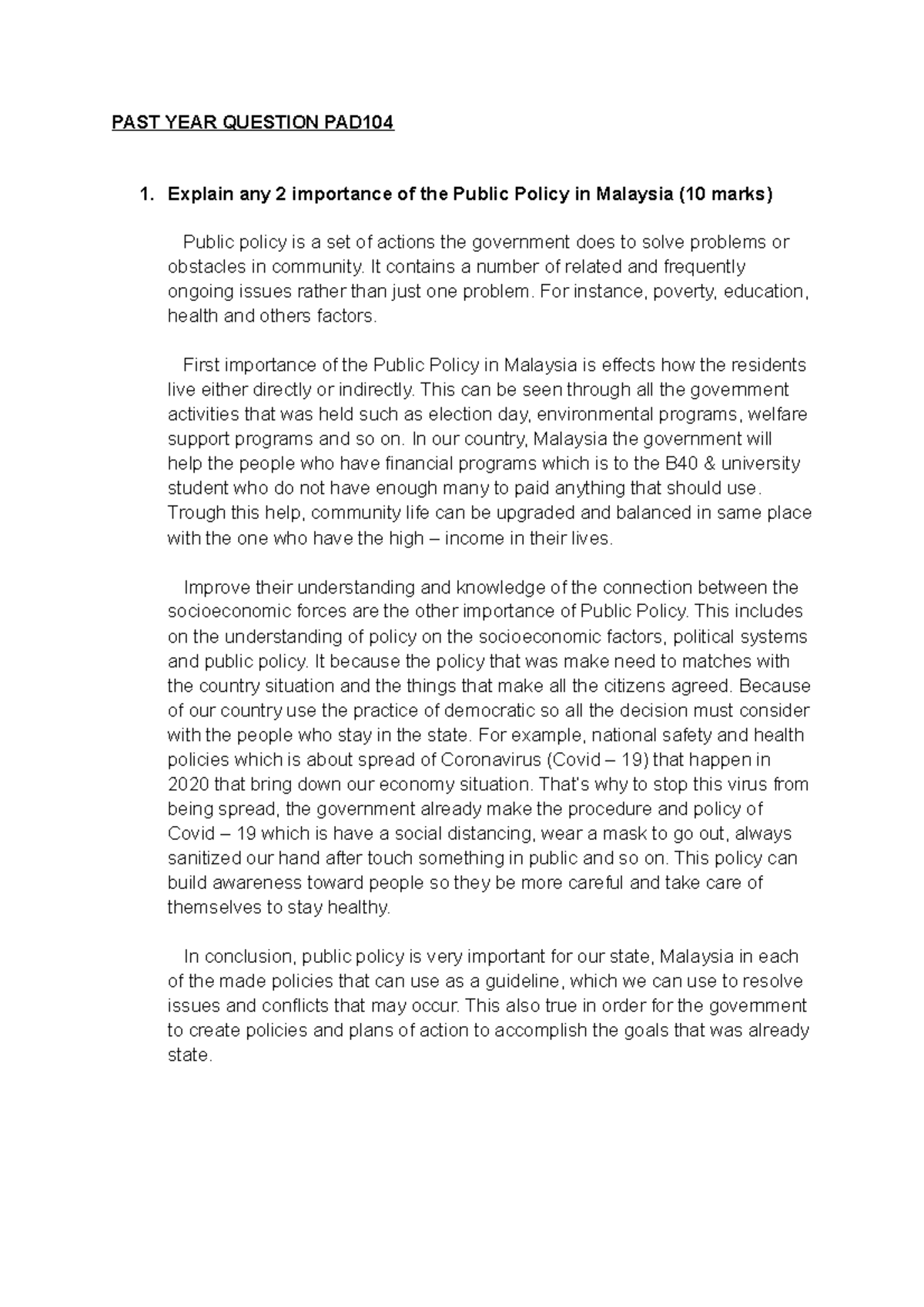 NUR Syaqirah ( Chapter 4) - PAST YEAR QUESTION PAD Explain any 2 ...