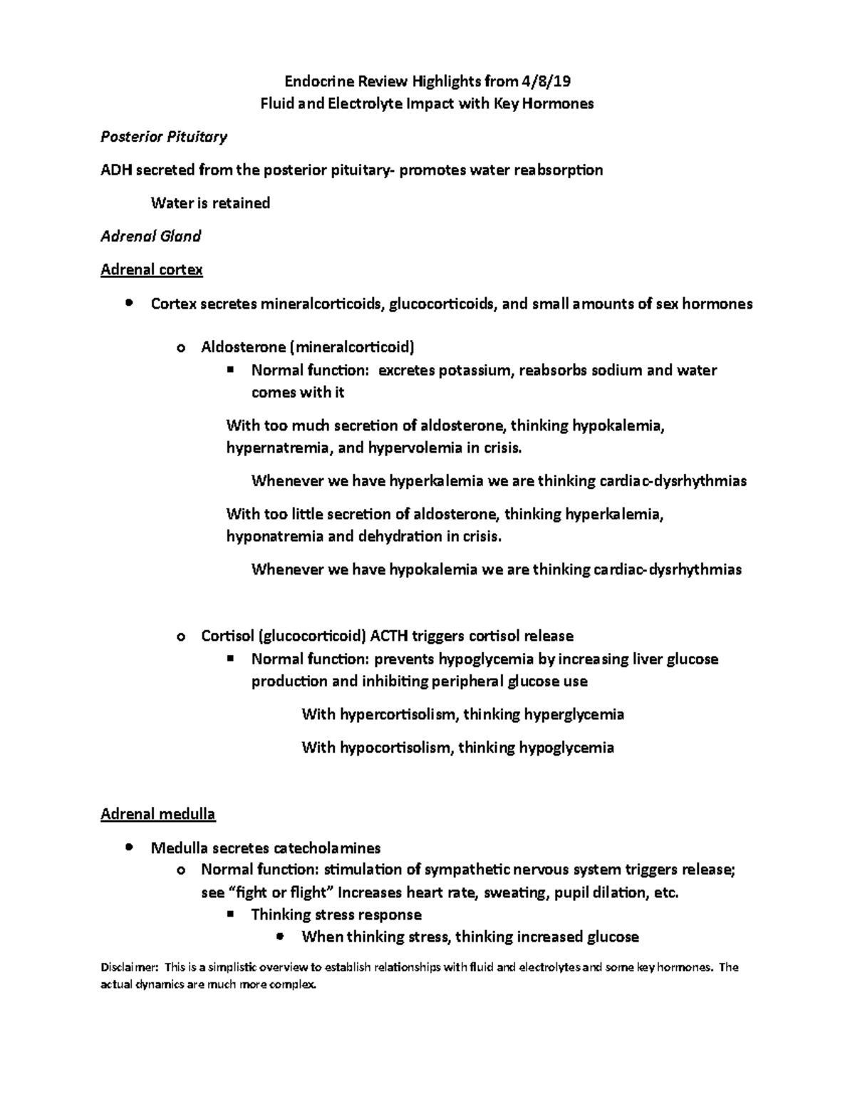 Endocrine Review - Whenever We Have Hyperkalemia We Are Thinking 