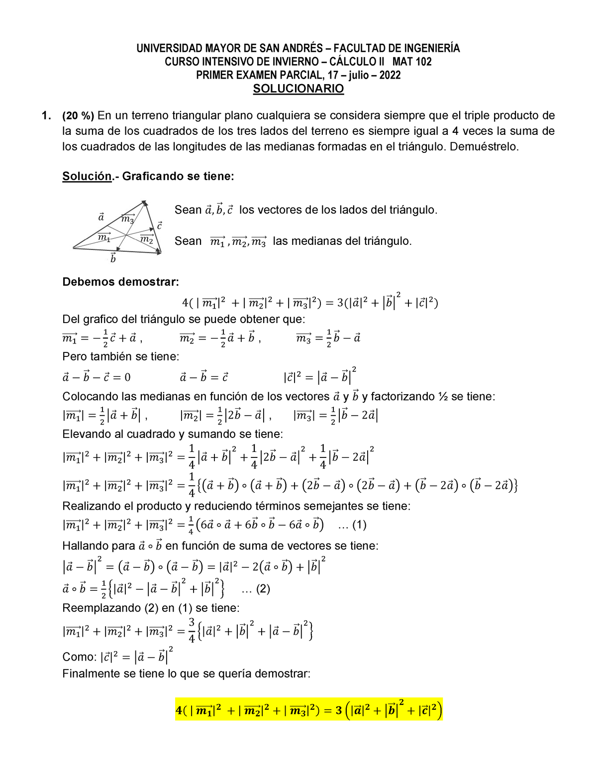 Solucionario 1er Parcial - UNIVERSIDAD MAYOR DE SAN ANDRÉS – FACULTAD ...