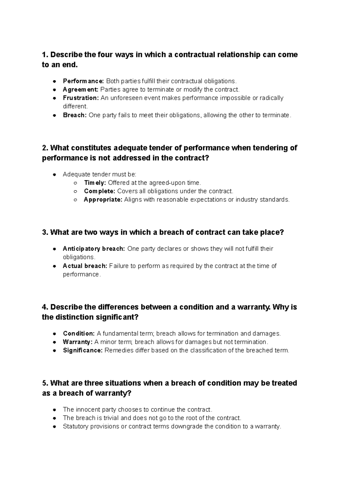 Chapter 9 - Business law - 1. Describe the four ways in which a ...