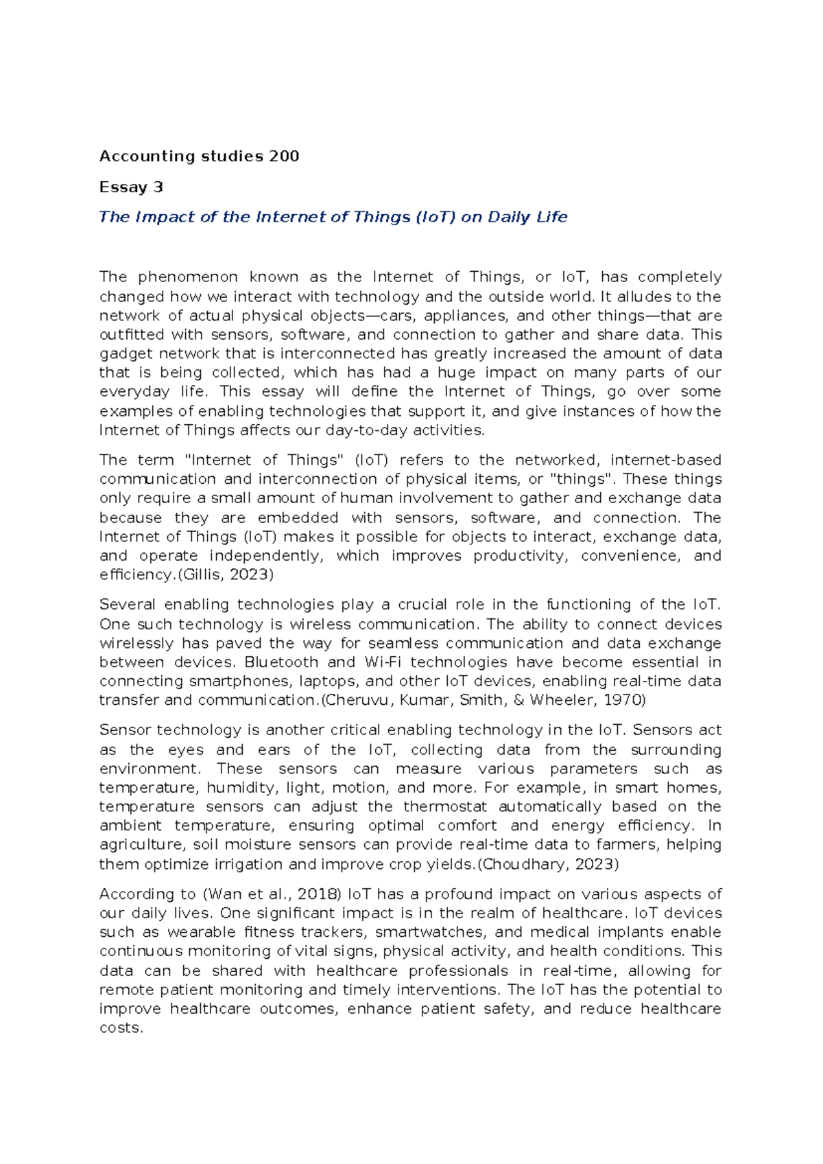 Accounting studies Essay 3 - Accounting studies 200 Essay 3 The Impact ...