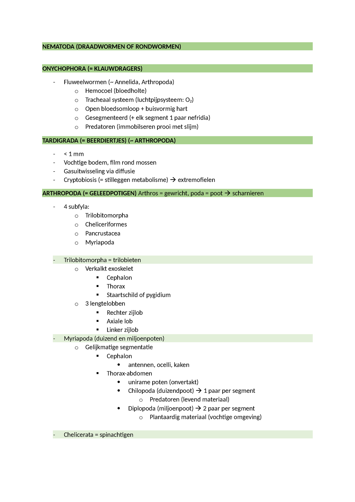 Dierkunde Hfst Arthropoda - NEMATODA (DRAADWORMEN OF RONDWORMEN ...