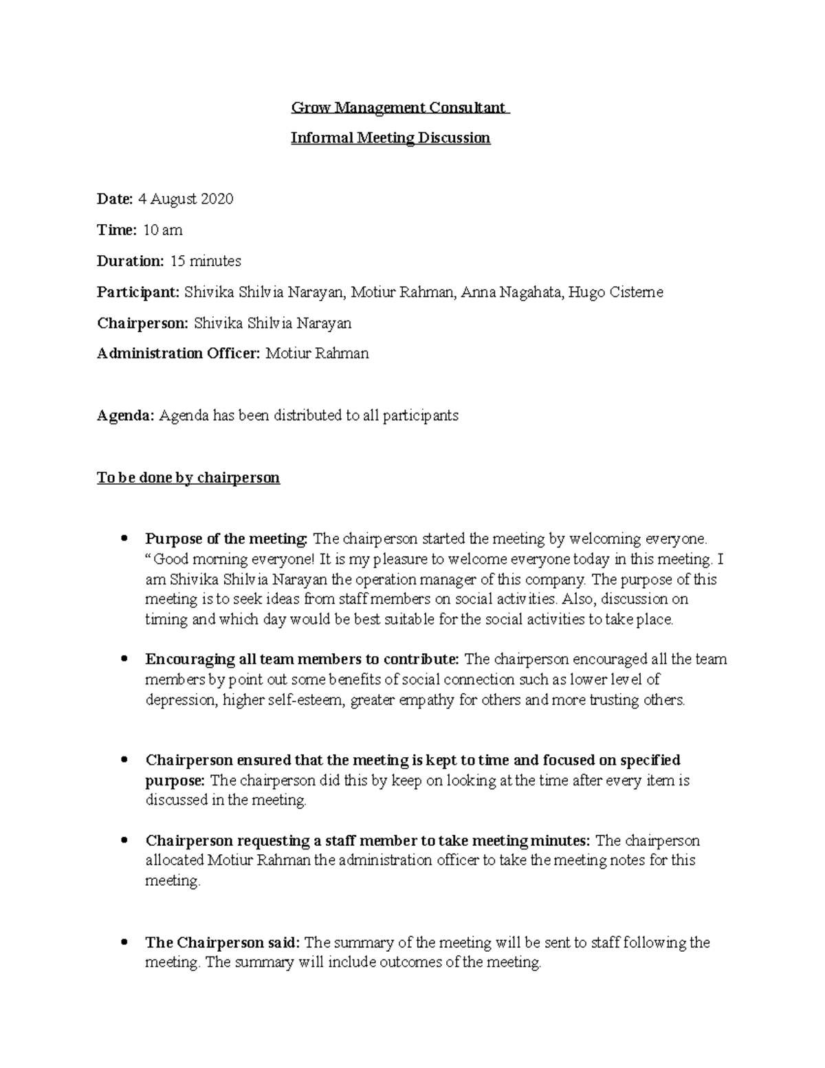 Informal Meeting Discussion - Grow Management Consultant Informal ...