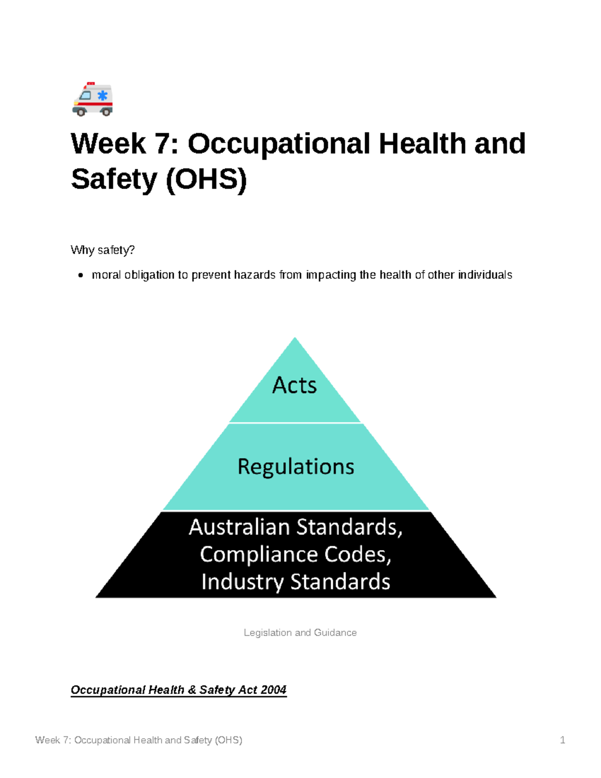 Week 7 Occupational Health And Safety (OHS) - × Week 7: Occupational ...