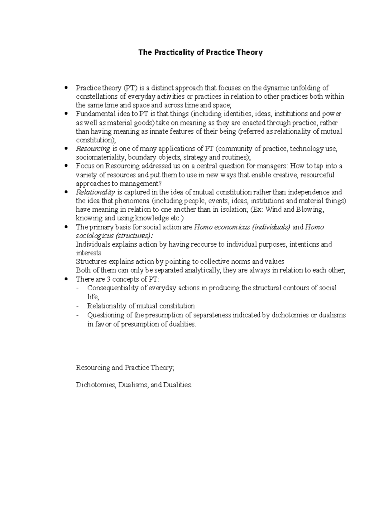 Summary - The Practicality of Practice Theory - The Practicality of ...