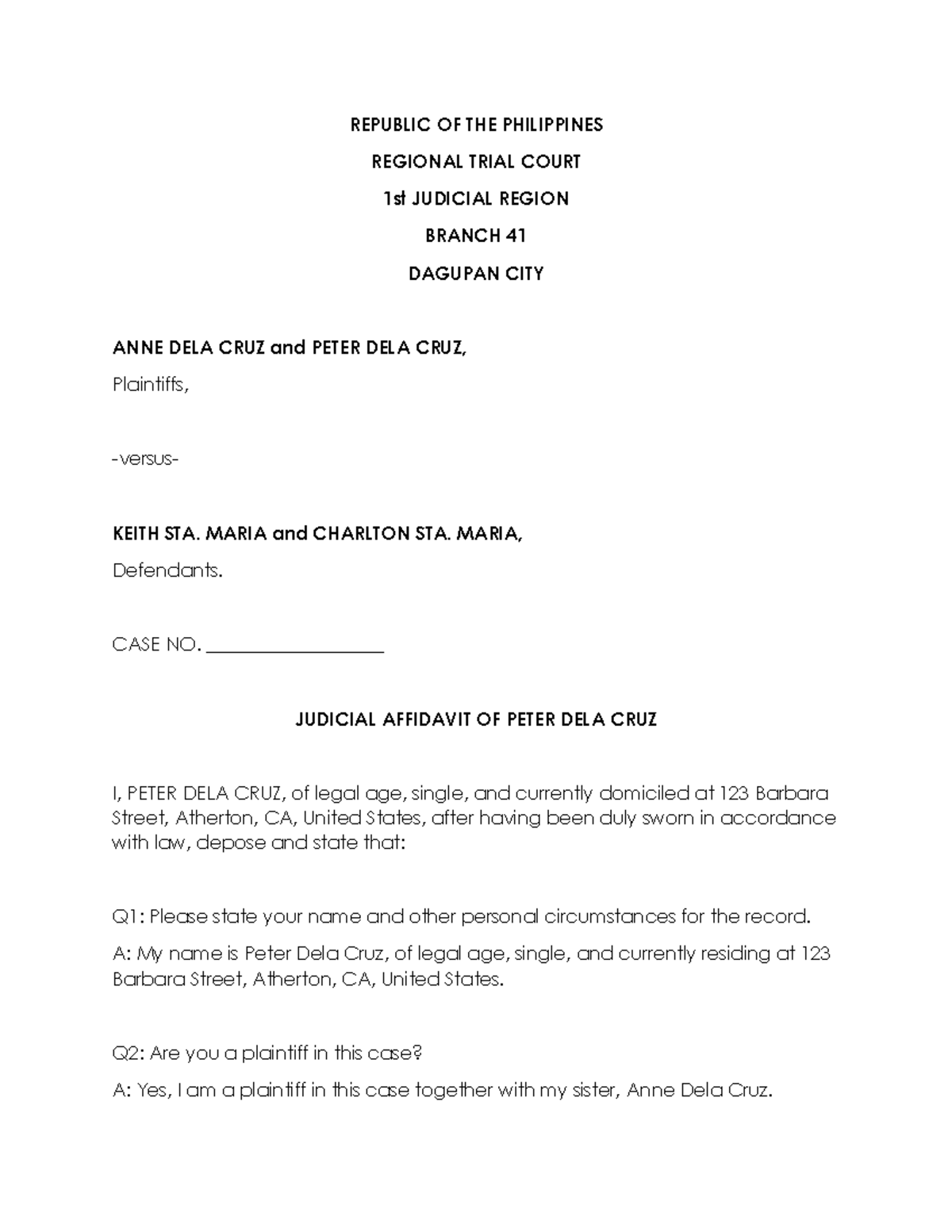 Annex-S - notes - REPUBLIC OF THE PHILIPPINES REGIONAL TRIAL COURT 1st ...