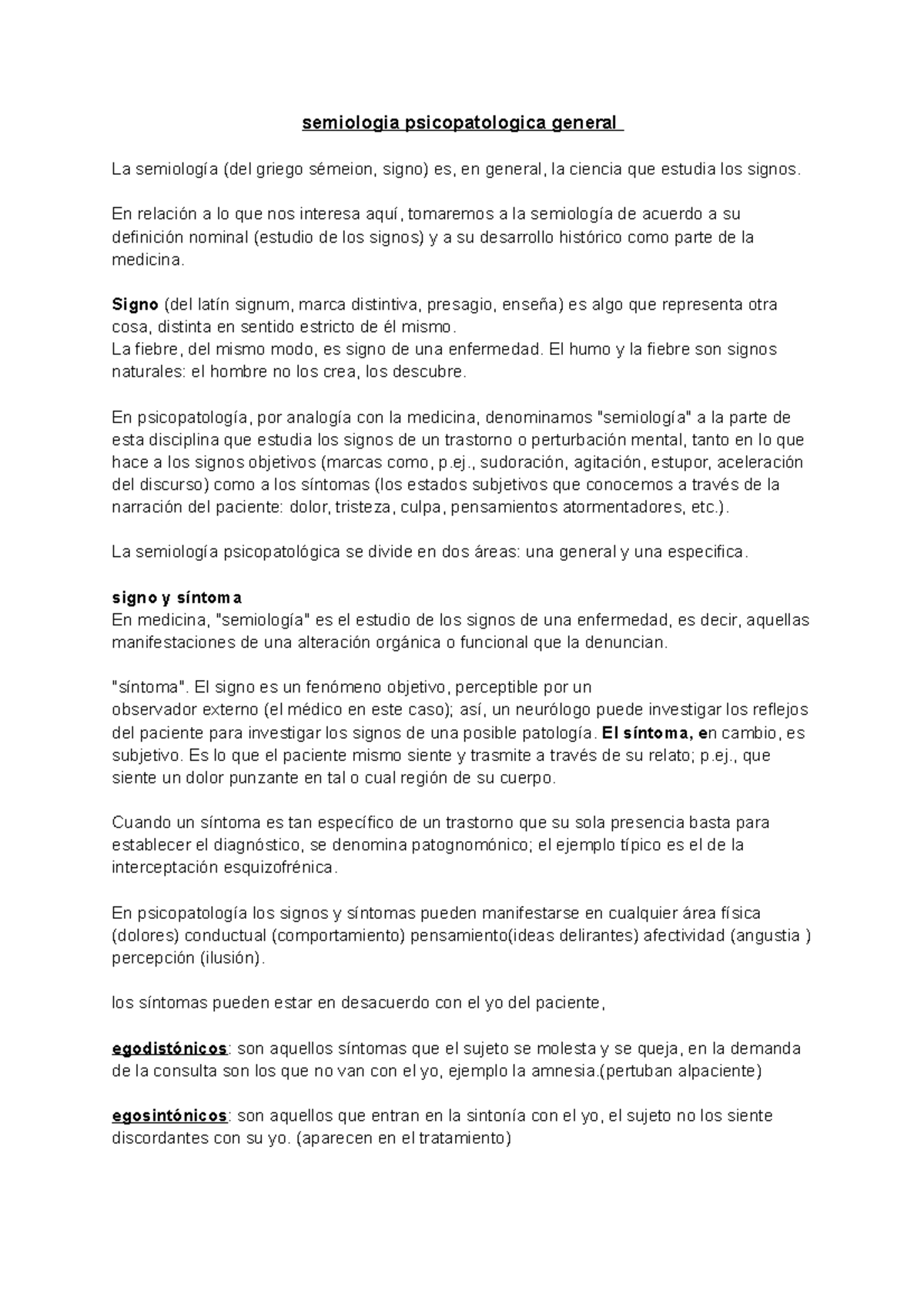 Semilogia patologica general - semiologia psicopatologica general La ...