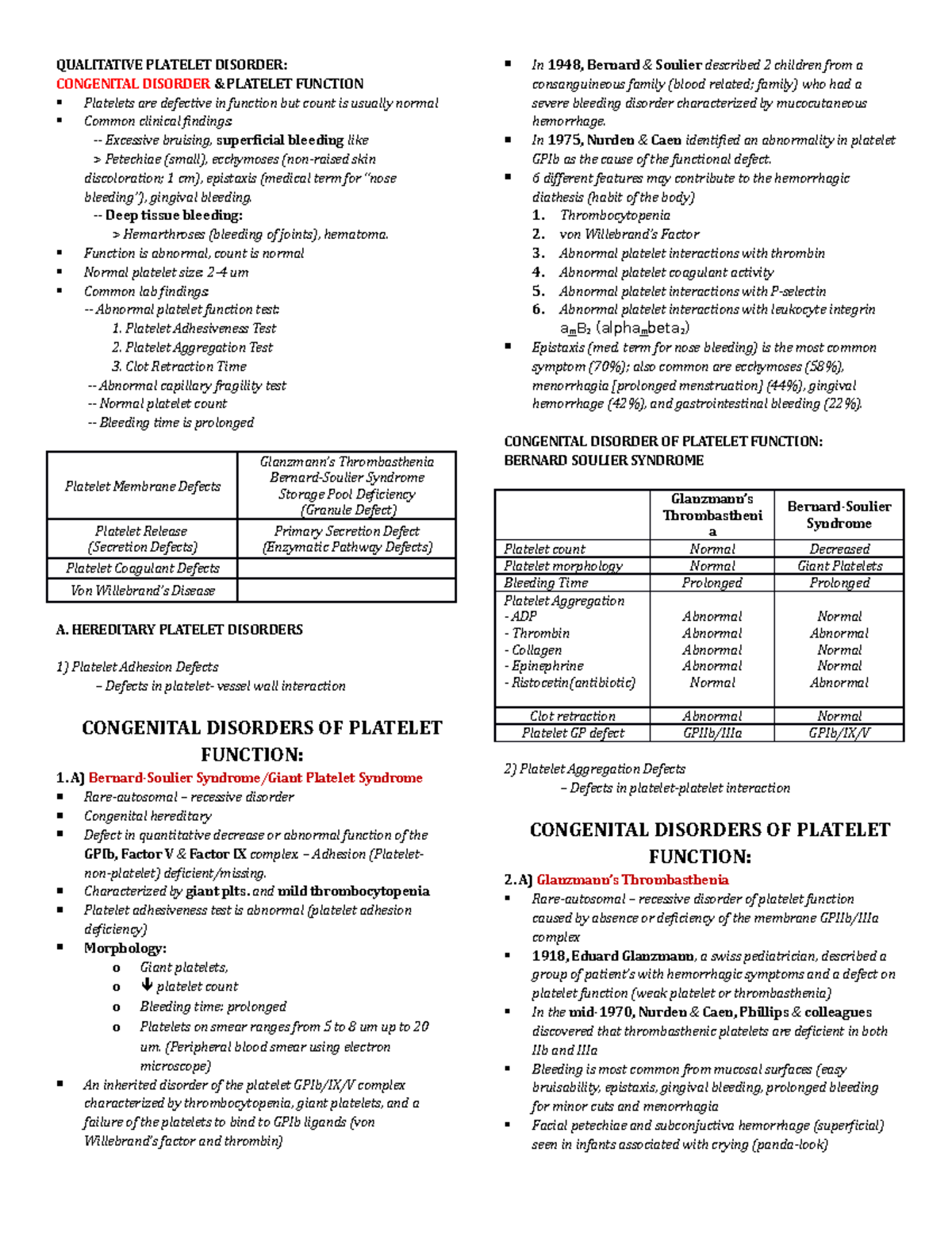 1 HEMA 2 Qualitative Platelet Disorder - QUALITATIVE PLATELET DISORDER ...