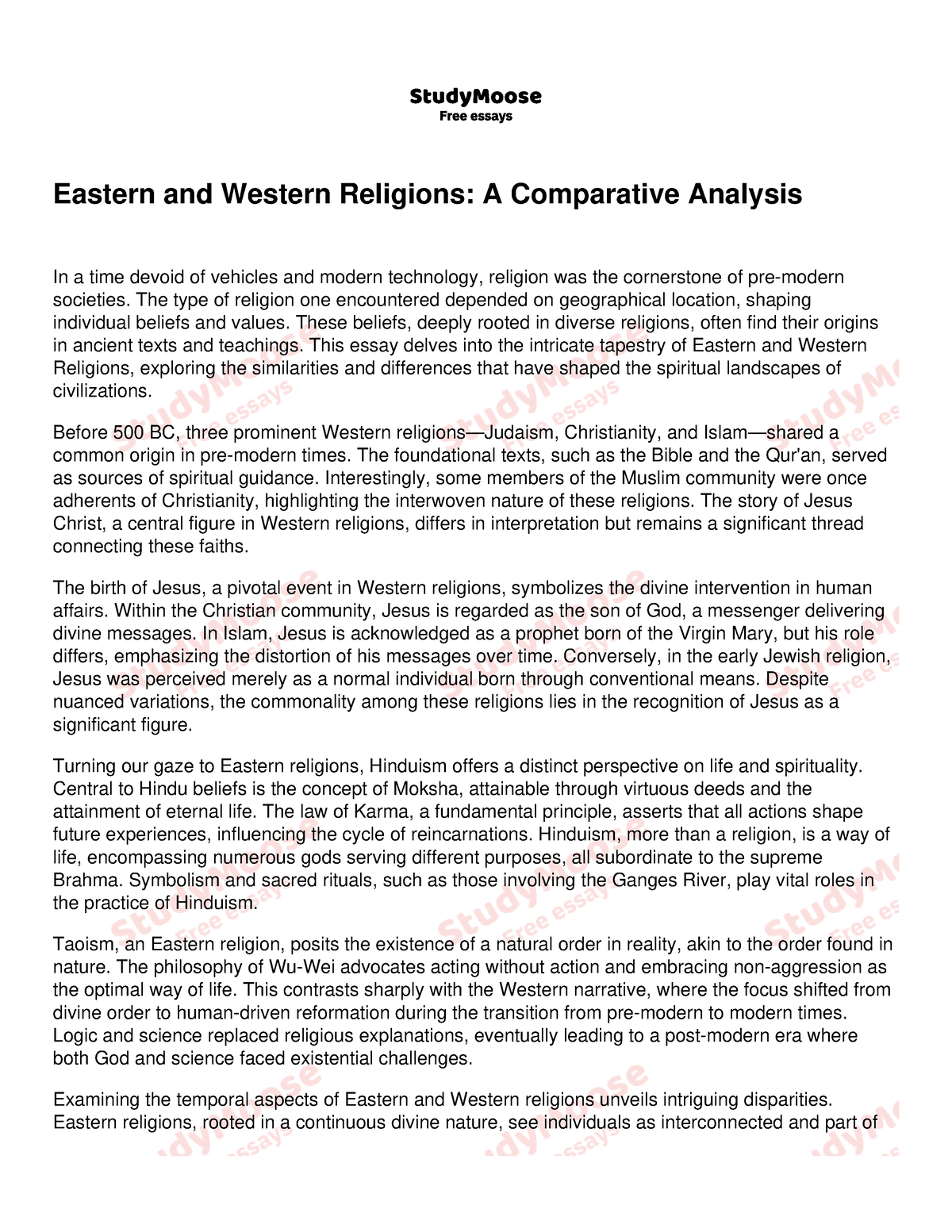 Eastern And Western Religions A Comparative Analysis - The Type Of 