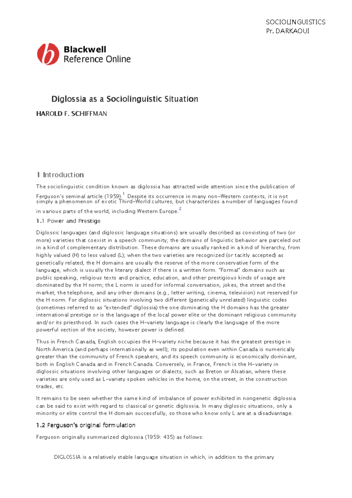 6 diglossia - - Studocu