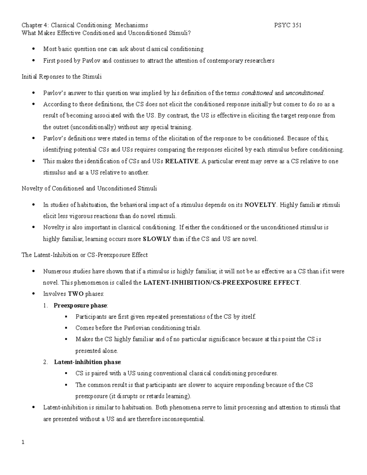 Chapter 4 in learning - Lecture notes 2 - Chapter 4: Classical ...