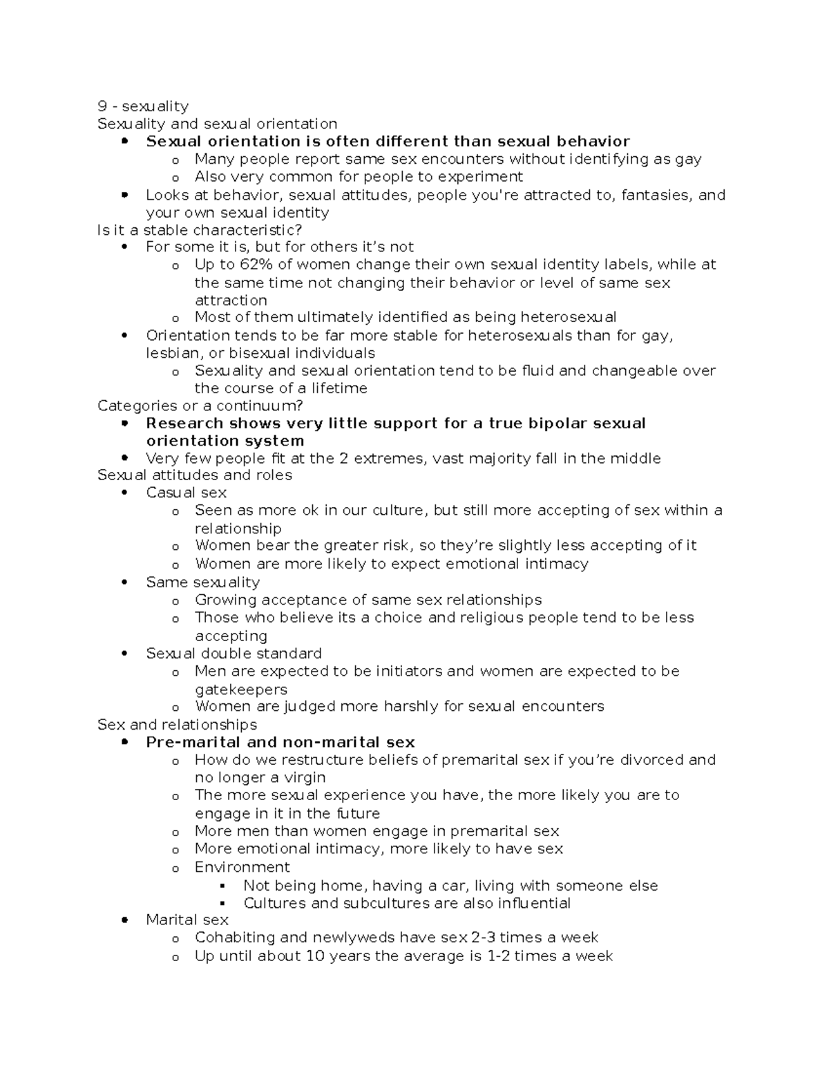 Hdfs Chapter 9 Notes 9 Sexuality Sexuality And Sexual Orientation Sexual Orientation Is