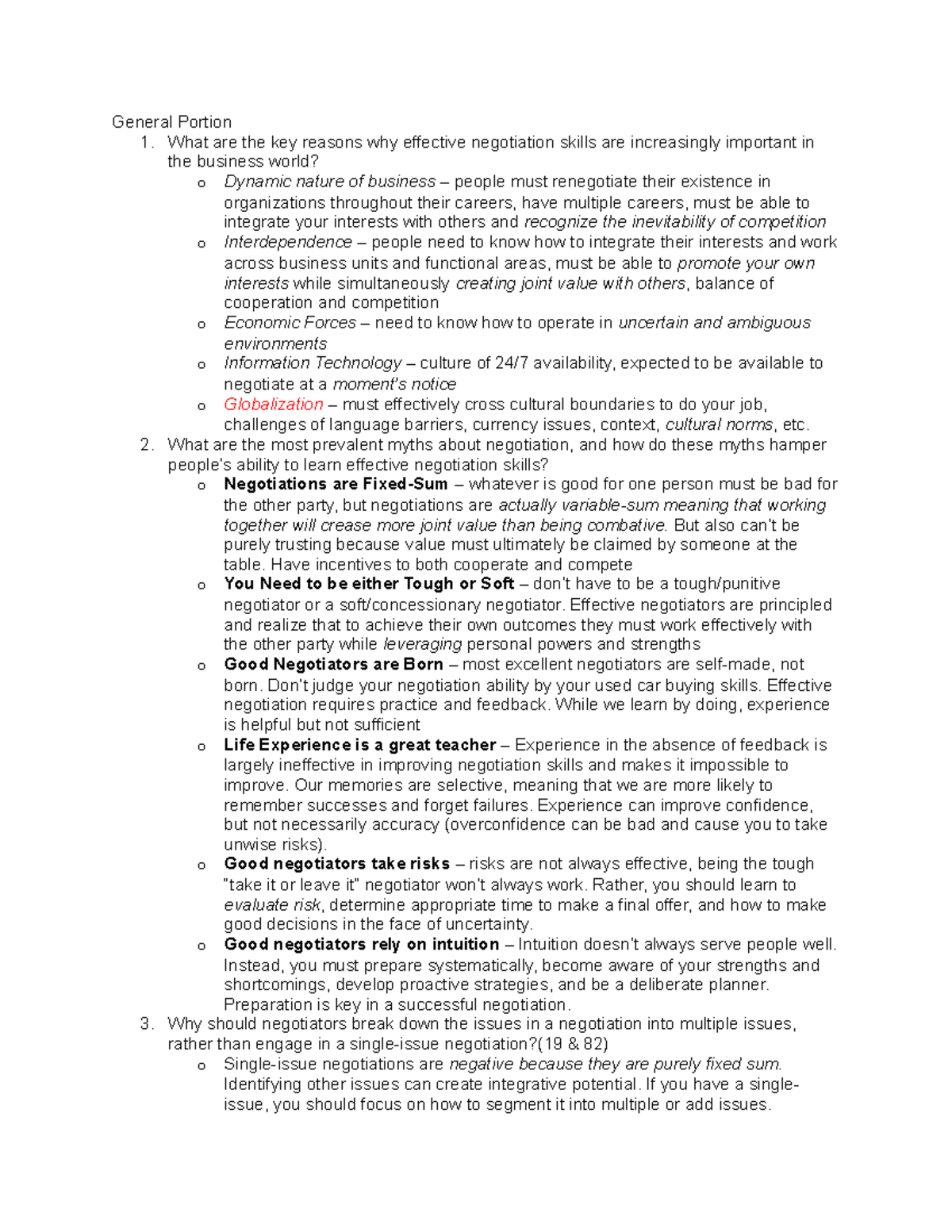 Negotiation notes - Dave Lawson - General Portion 1. What are the key ...