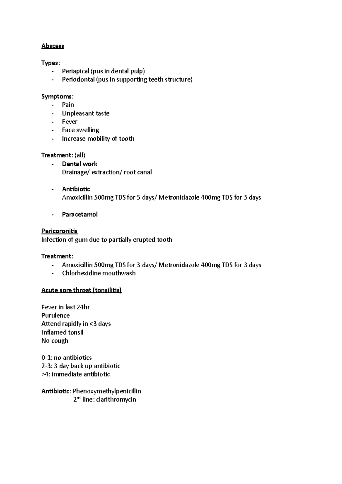 Oral - Oral infection - PHA111 - Sunderland - Studocu