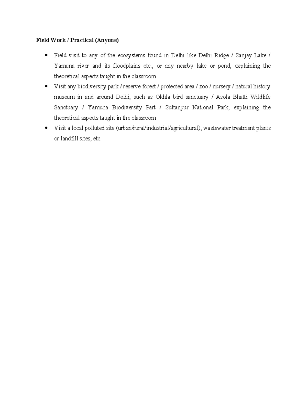 EVS Field Work or Practical - Field Work / Practical (Anyone) Field ...