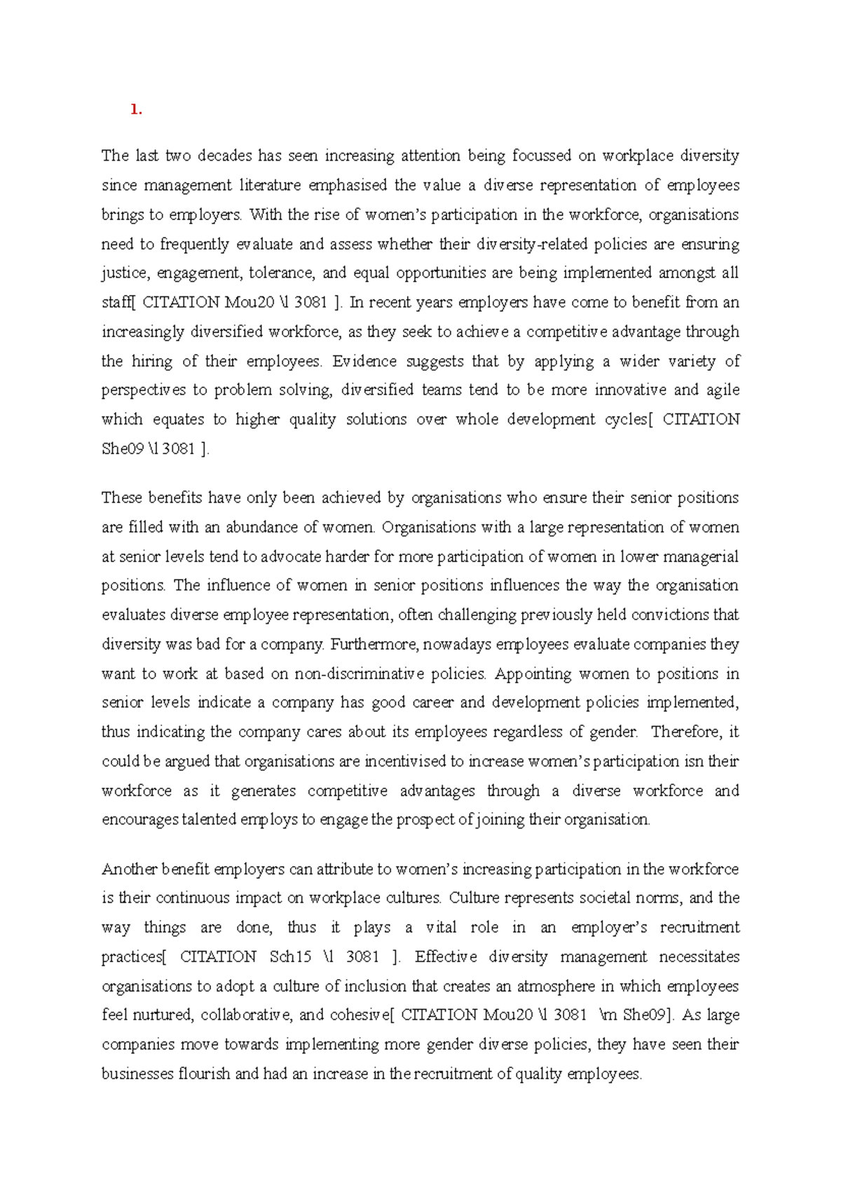 Women in the Workforce - Initial Assignment - 1. The last two decades ...