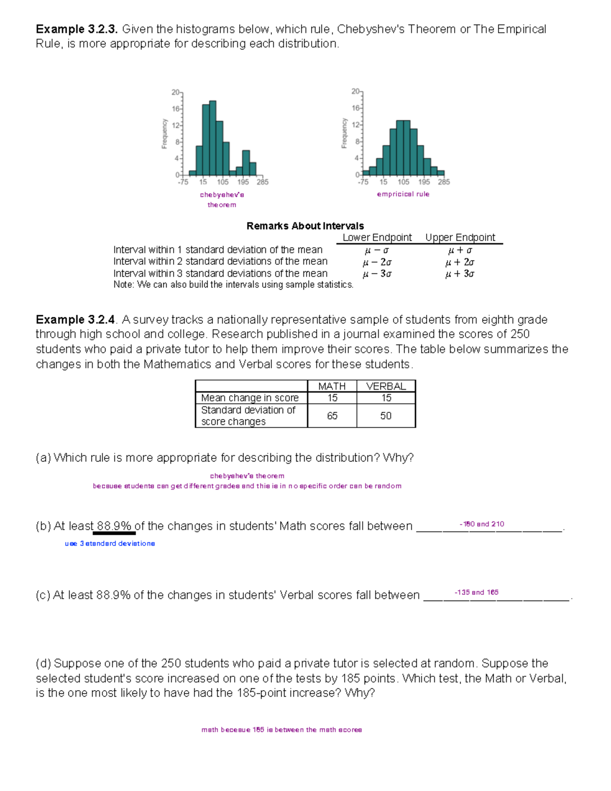 Chapter 3 Notes Pg 7 - Example 3.2. Given the histograms below, which ...