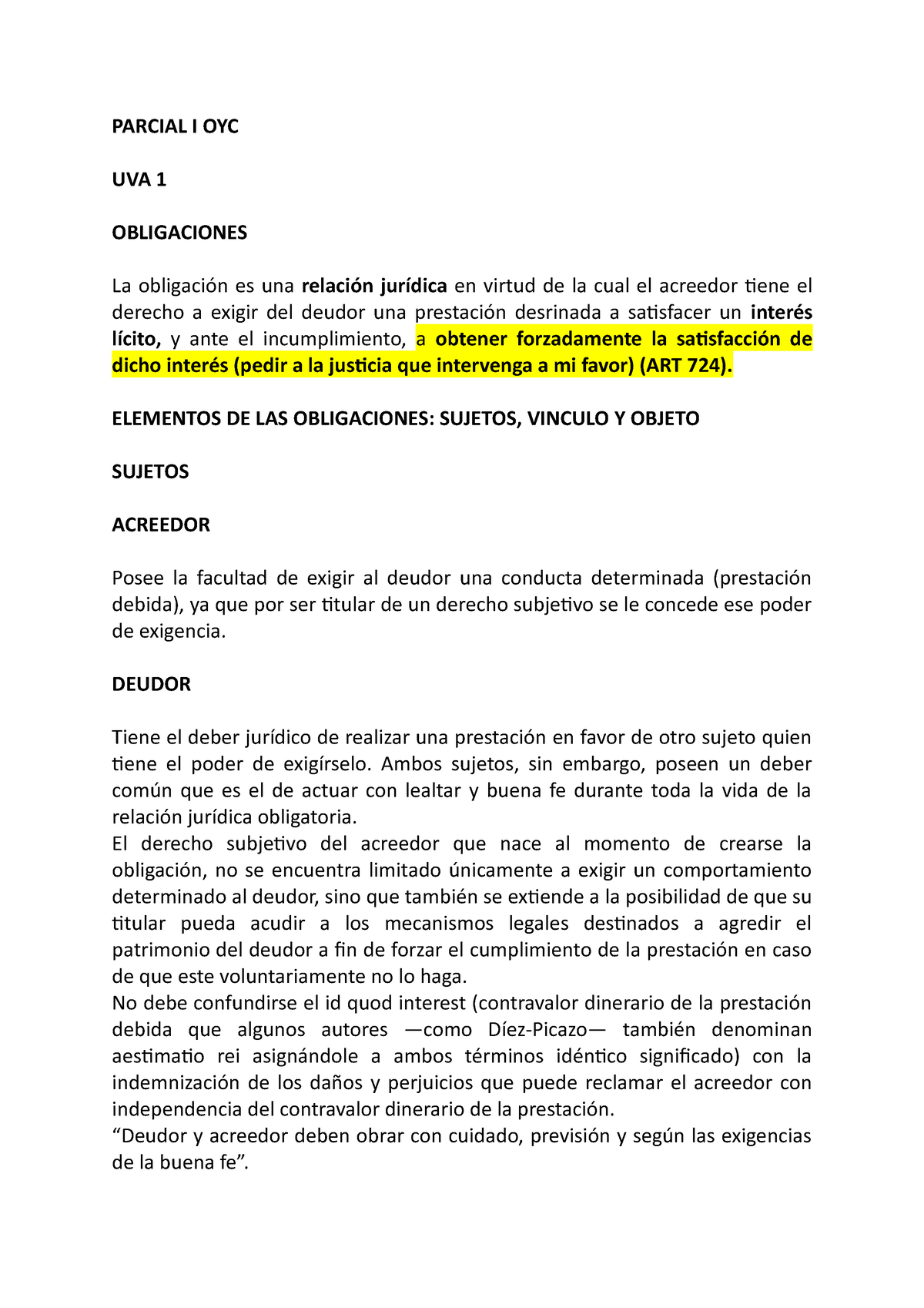 Obligaciones Y Contratos Resumen Parcial 1 - PARCIAL I OYC UVA 1 ...